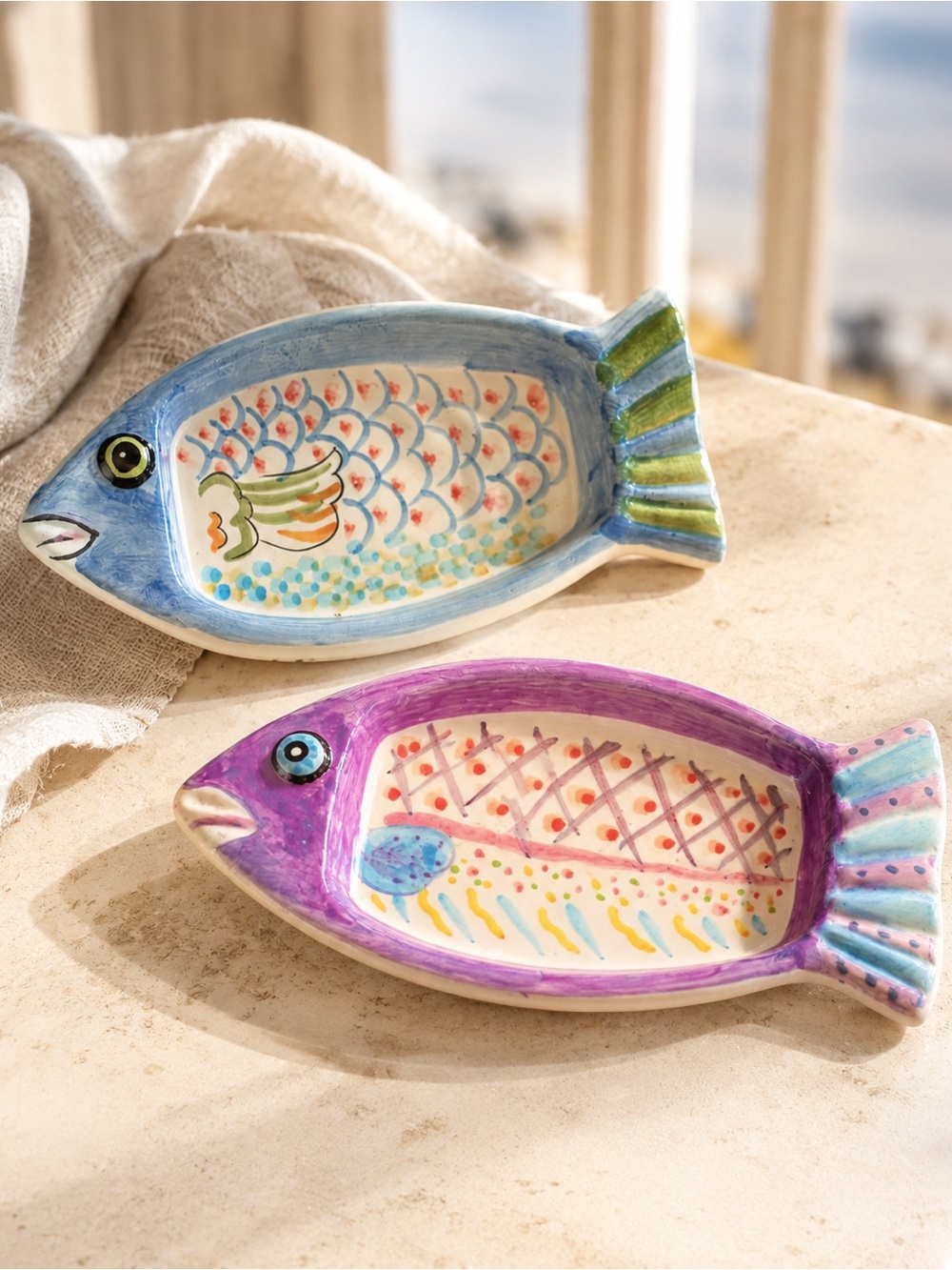Vintage Hand Painted Ceramic Fish Figurines | Whimsical Coastal Decor